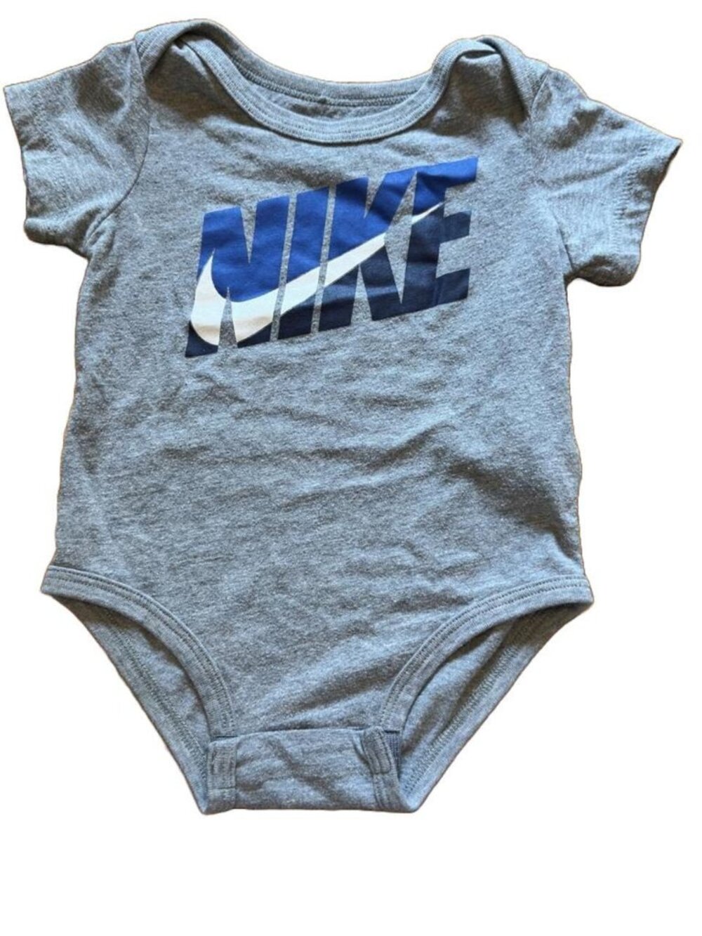 Nike Swoosh Grey & Blue Baby Onesie